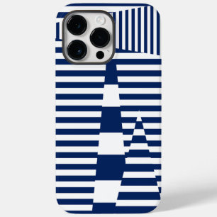 Coque Pour Pour iPhone 14 Pro Max Bleu et blanc sur bandes