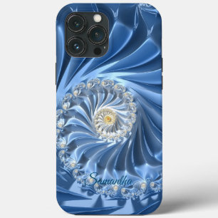 Case-Mate iPhone Case Bleu et chic art fractal Abstrait avec nom