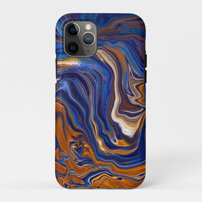 Coques Case-Mate iPhone Bleu et cuivre Art moderne Abstrait (Dos)