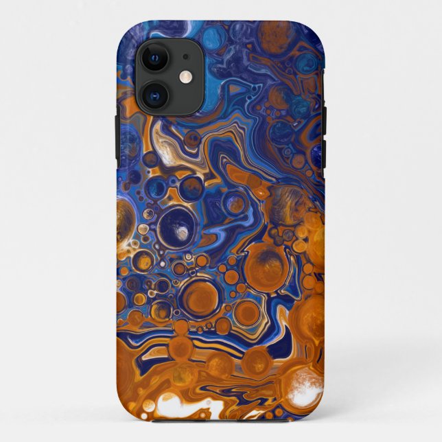 Coques Case-Mate iPhone Bleu et cuivre Art moderne Abstrait (Dos)