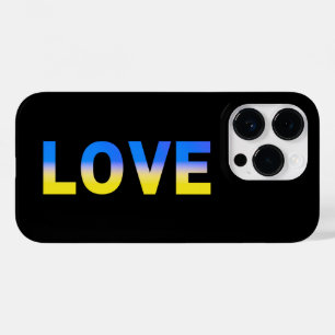 Coque Pour iPhone 14 Pro Bleu et Jaune Aimer la paix dans la guerre Ukraine