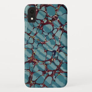 Case-Mate iPhone Case Bleu Et Marbre Rouge Profond