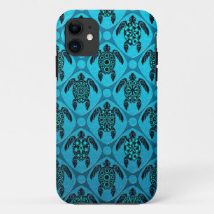 Coque iPhone 11 Bleu et motif de tortue de la Mer Noire