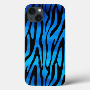 iPhone 13 Case Bleu et Noir Motif Zebra