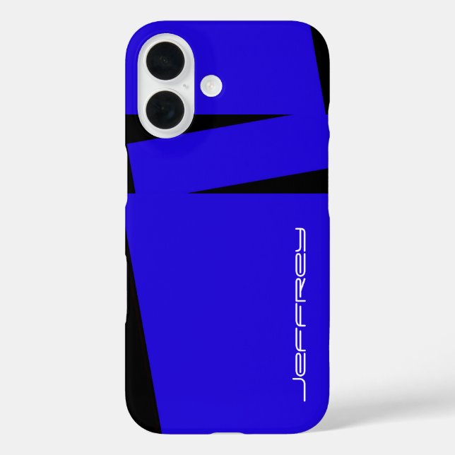 Coques Case-Mate iPhone Bleu et noir sur bande, Nom personnalisé/Blanc (Verso)