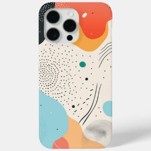 Coque iPhone 15 Pro Max Bleu et orange avec motif à points