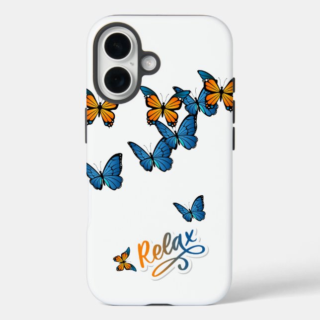 Coques Case-Mate iPhone Bleu et Orange Papillons Vol Relax (Verso)