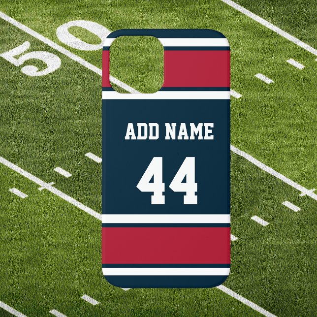 Coques Case-Mate iPhone Bleu et rouge acier (Steel Blue Red and White Sport Stripes Phone Case. Personalize it to Make it Yours.)