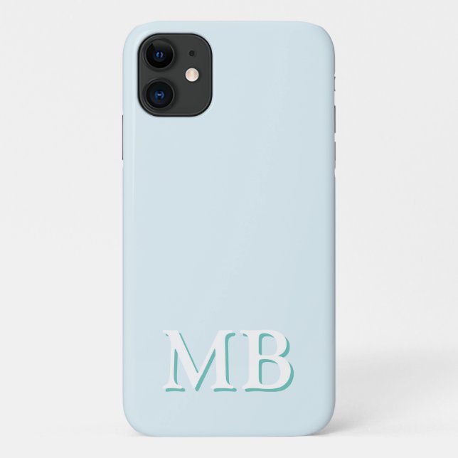 Coques Case-Mate iPhone Bleu et Turquoise | Monogramme initial moderne min (Dos)