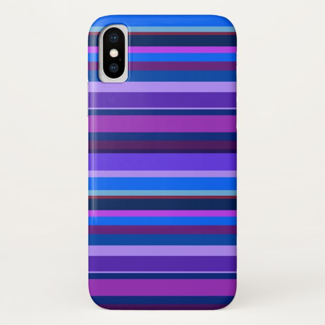 Coques Case-Mate iPhone Bleu et violet bandes horizontales (Dos)