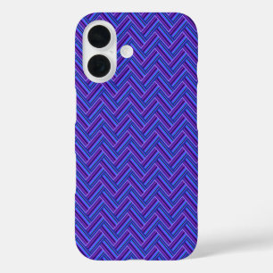Coque Pour iPhone 16 Bleu et violet rayures double tissage