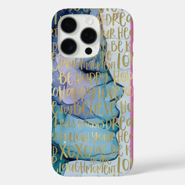 Coques Case-Mate iPhone Bleu Femme Face Or Citations Inspirationnelles (Verso)