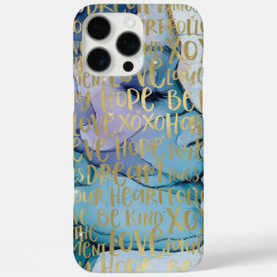 Coques iPhone 16 Pro Max Bleu Femme Face Or Citations Inspirationnelles