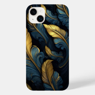 Coque Pour iPhone 14 Plus Bleu - Feuilles d'or