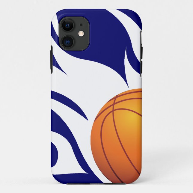 Coques Case-Mate iPhone Bleu flamboyant et blanc de basket-ball (Dos)