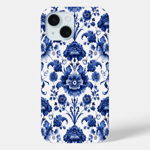 Coque Pour iPhone 15 Bleu floral