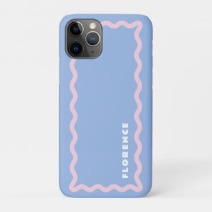 Case-Mate iPhone Case Bleu foncé et rose pâle avec le texte