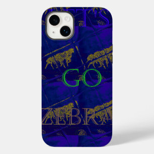 Coque Pour iPhone 14 Plus Bleu français "Let's Go Zebra" Abstrait