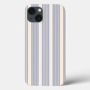 Case-Mate iPhone Case Bleu gris et beige cinq rayures motif