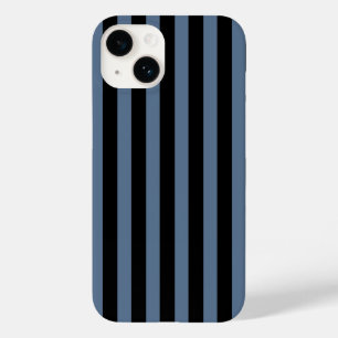 Coque Pour iPhone 14 Bleu gris et noir rayures