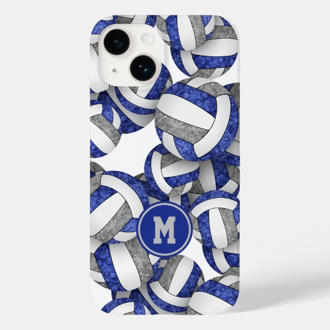 Coques Case-Mate iPhone Bleu gris monogrammé filles volleyball (Verso)