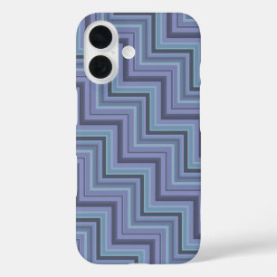 Coque Pour iPhone 16 Bleu gris rayures motif