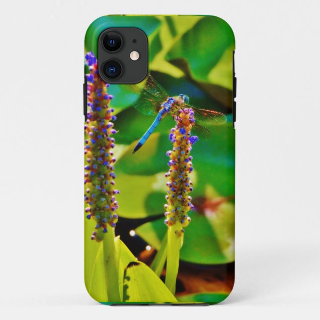 Coques Case-Mate iPhone Bleu libellule et fleurs (Dos)