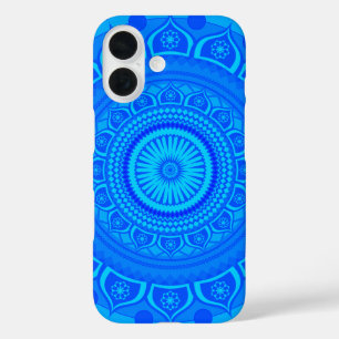 Coque Pour iPhone 16 Bleu mandala indien