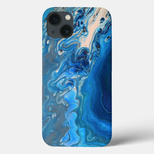 Coques Case-Mate iPhone Bleu Marbre Agate Texture Fluide Art (Verso)