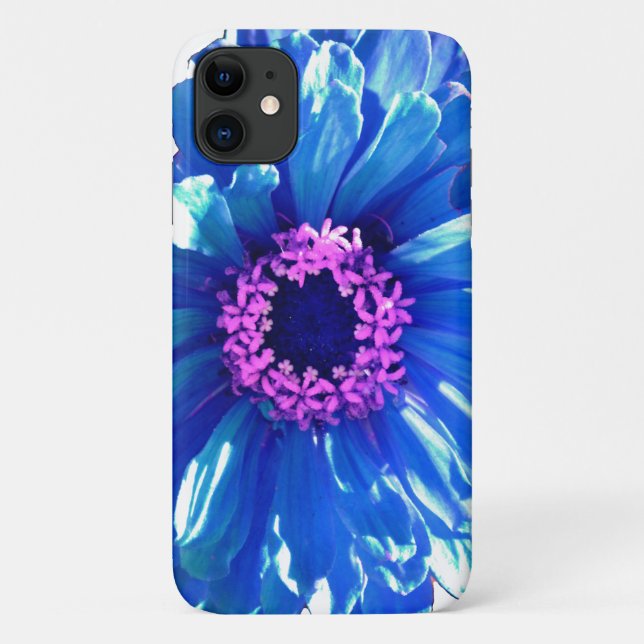 Coques Case-Mate iPhone Bleu marguerite bleu floral photo de tournesol (Dos)