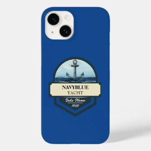 Coque Pour iPhone 14 Bleu Marine Ancre nautique club bateau marina