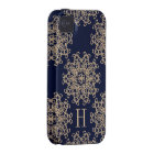 Bleu marine décoré d'un monogramme et médaillon