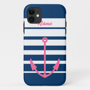 Coques Pour iPhone Bleu marine et blanc rose de l'affaire   de