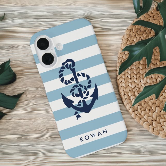 Coques Case-Mate iPhone Bleu nautique et Ancre marine Personnalisée (Créateur téléchargé)