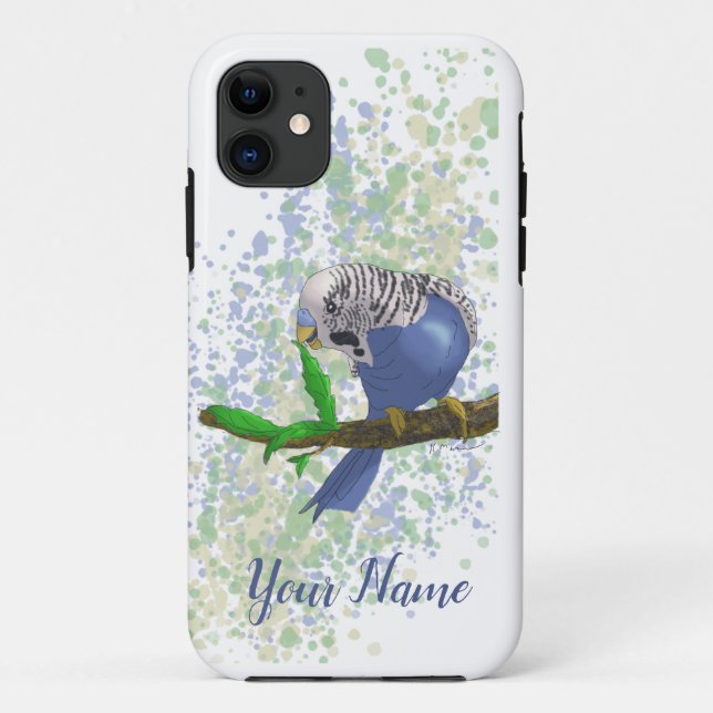 Coques Case-Mate iPhone Bleu Parakeet Snaking sur Feuille (Dos)