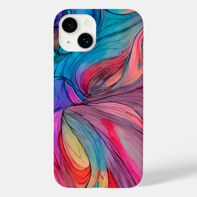 Coques Case-Mate iPhone Bleu rose Turquoise Lilac Aquarelle Encre Abstract (Verso)