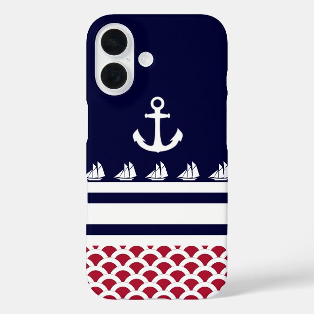 Coques Case-Mate iPhone Bleu | Rouge | Blancs et Ancres nautiques (Verso)