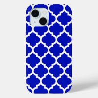 Bleu Royal Blanc Motif Quatrefoil Marocain #5