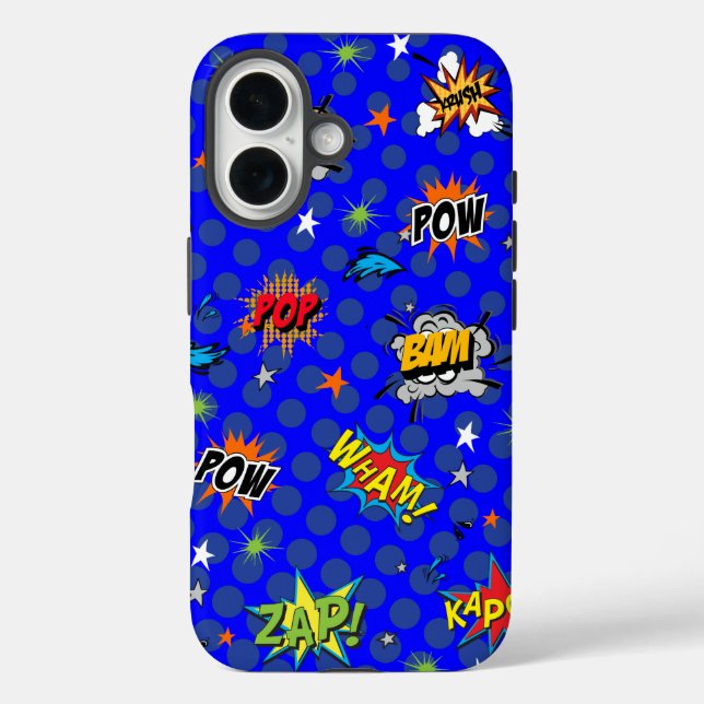 Coques Case-Mate iPhone Bleu Superhero comique (Verso)