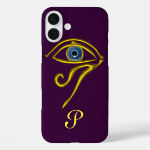 Coques iPhone 16 Plus BLEU TALISMAN, OR HORUD OEIL MONOGRAM violet