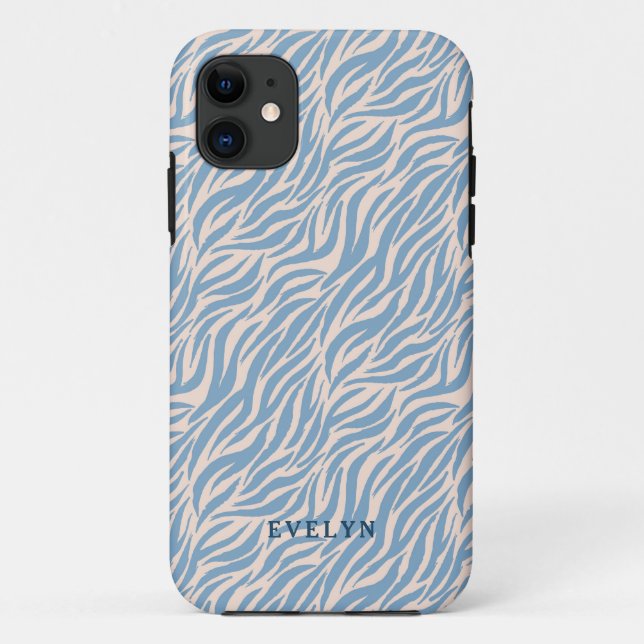 Coques Case-Mate iPhone Bleu Tigre sauvage rayures (Dos)