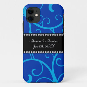 Coque Case-Mate Pour iPhone Bleu tourbillonne les faveurs de mariage