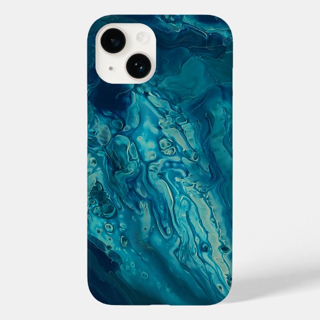 Coques Case-Mate iPhone Bleu Turquoise acrylique pourrissant Abstrait Flui (Verso)