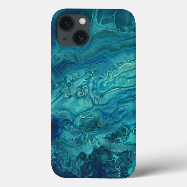 Coques Case-Mate iPhone Bleu Turquoise acrylique pourrissant Abstrait Flui (Verso)