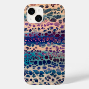 Coque Pour iPhone 14 Bleu Turquoise Lilac blanc acrylique Abstrait Flui