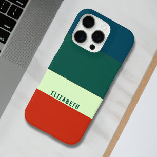 Coques iPhone 16 Pro Bleu, Vert Orange Motif Personnalisé