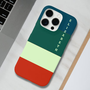 Coques iPhone 16 Pro Bleu, Vert Orange Motif Personnalisé