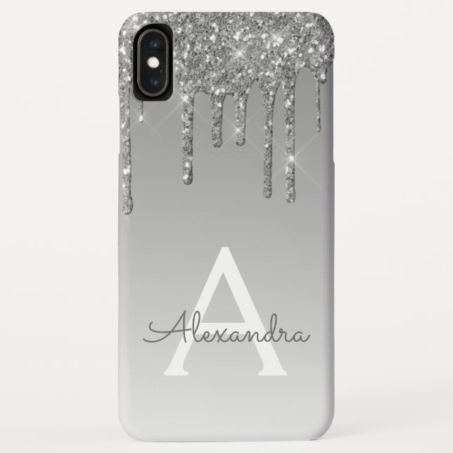 Coques Case-Mate iPhone Bling argenté | Monogramme Parties scintillant éti (Dos)