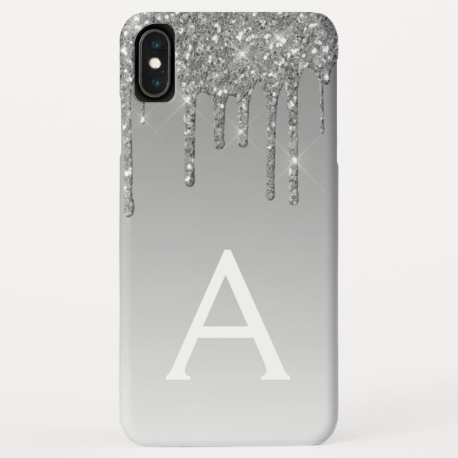 Coques Case-Mate iPhone Bling argenté | Monogramme Parties scintillant éti (Dos)