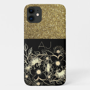 Case-Mate iPhone Case Bling Bling Gold Parties scintillant Fleurs noires
